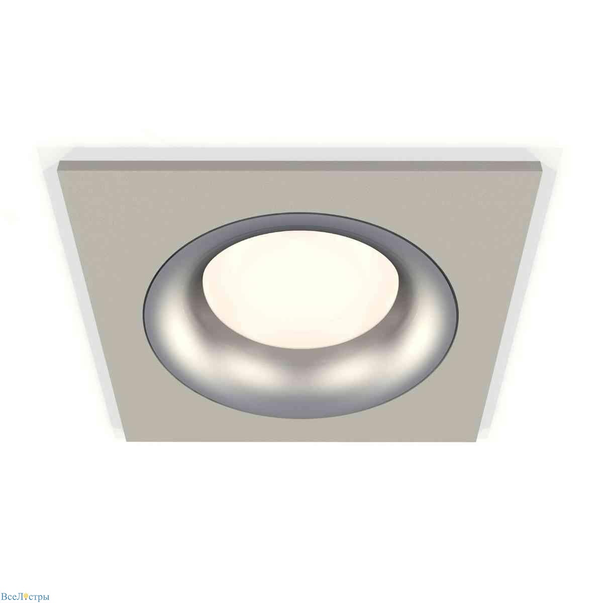 комплект встраиваемого светильника ambrella light techno spot xc7633004 sgr/mch серый песок/хром матовый (c7633, n7013)
