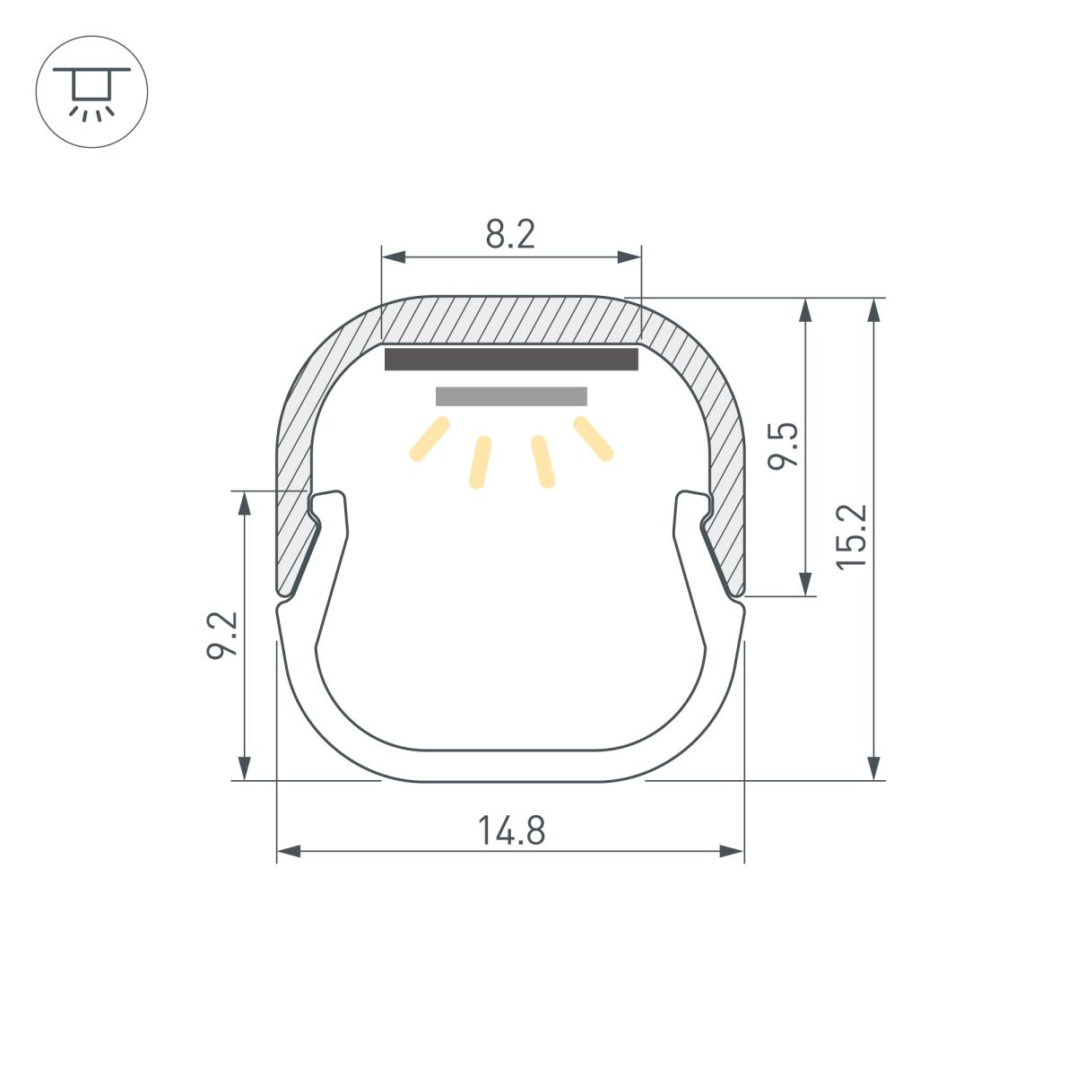 профиль arlight line-d-1515-2000 square anod (алюминий) 061083