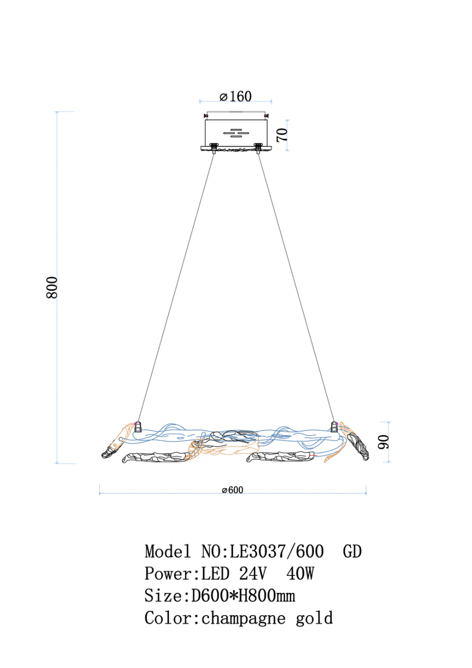 подвесная люстра olivia le3037/600 gd