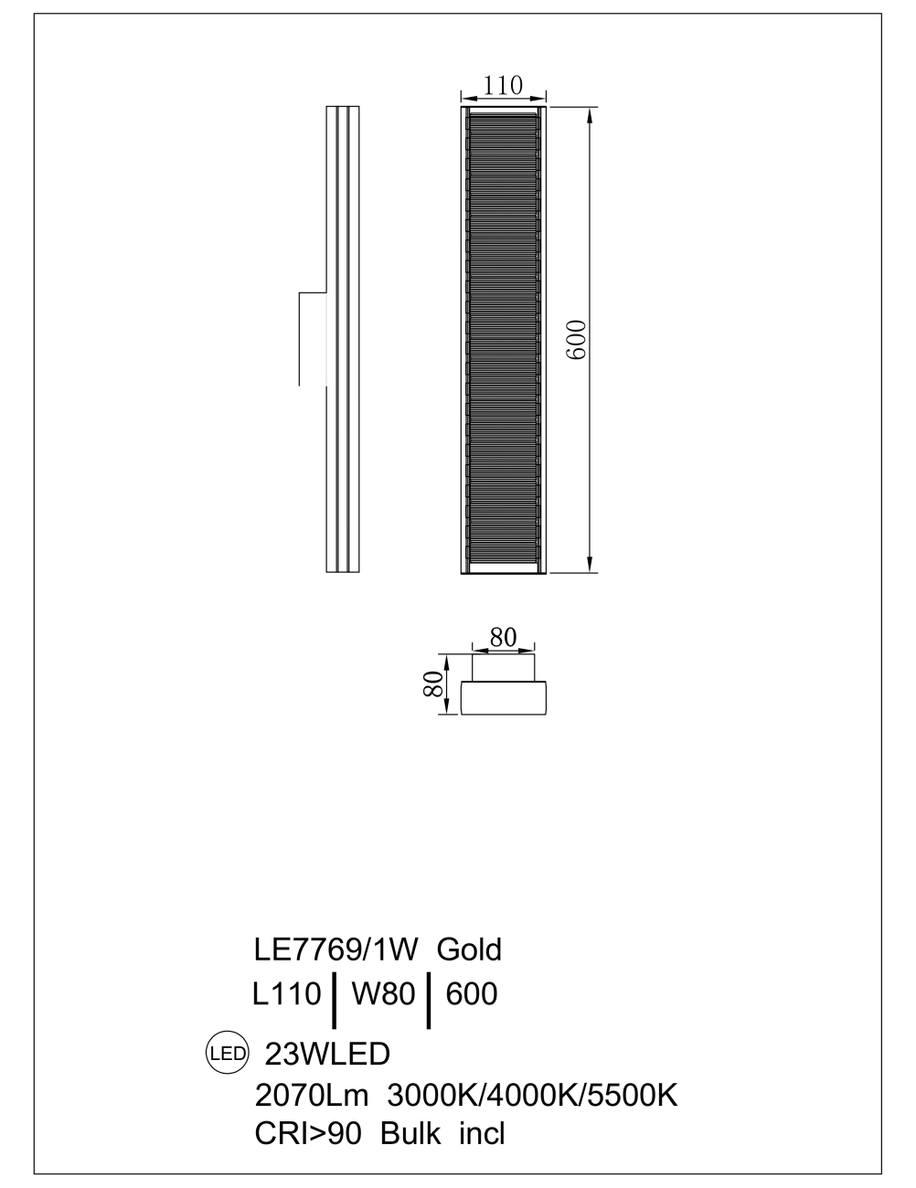 бра lumiere le7769/1wl gold