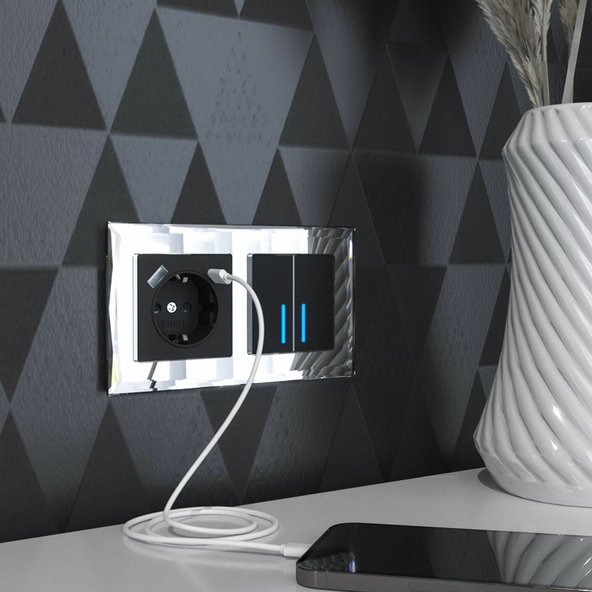 сенсорный выключатель двухклавишный с подсветкой werkel 4690389179570 w4520008