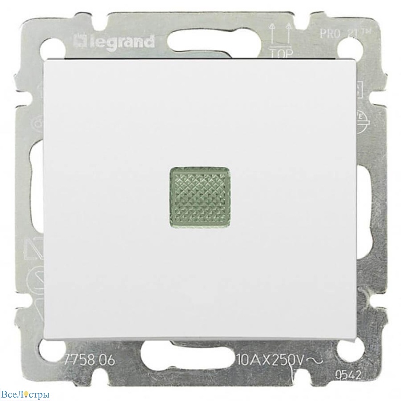 переключатель одноклавишный на 2 направления legrand valena 10a 250v с подсветкой белый 774426