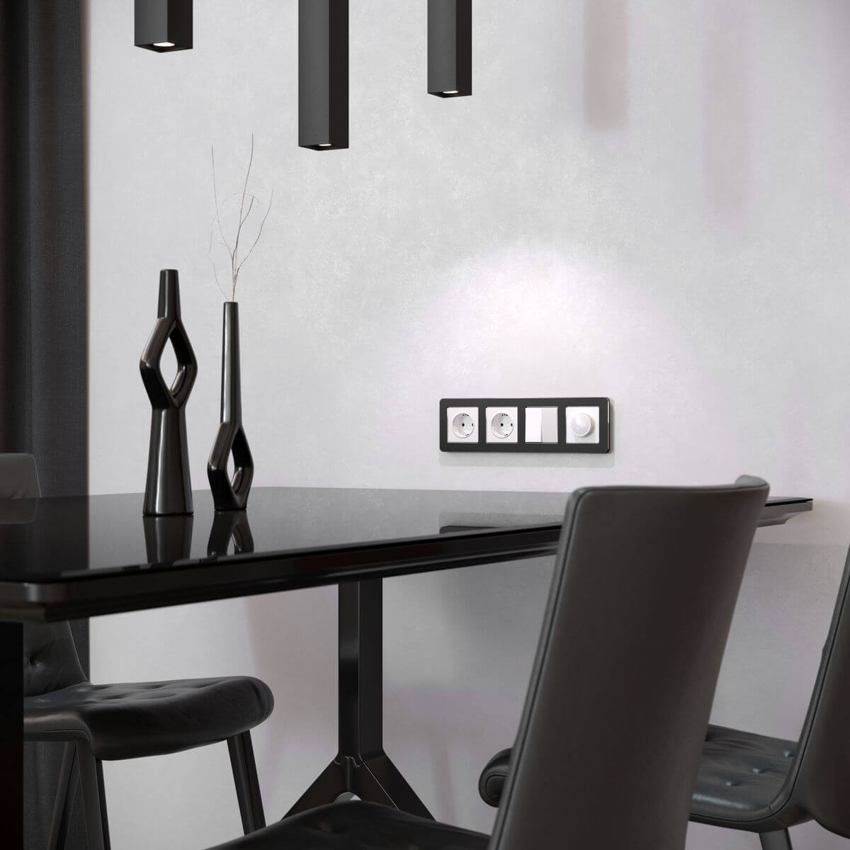 рамка на 4 поста werkel platinum черный алюминий 4690389184512 w0042608