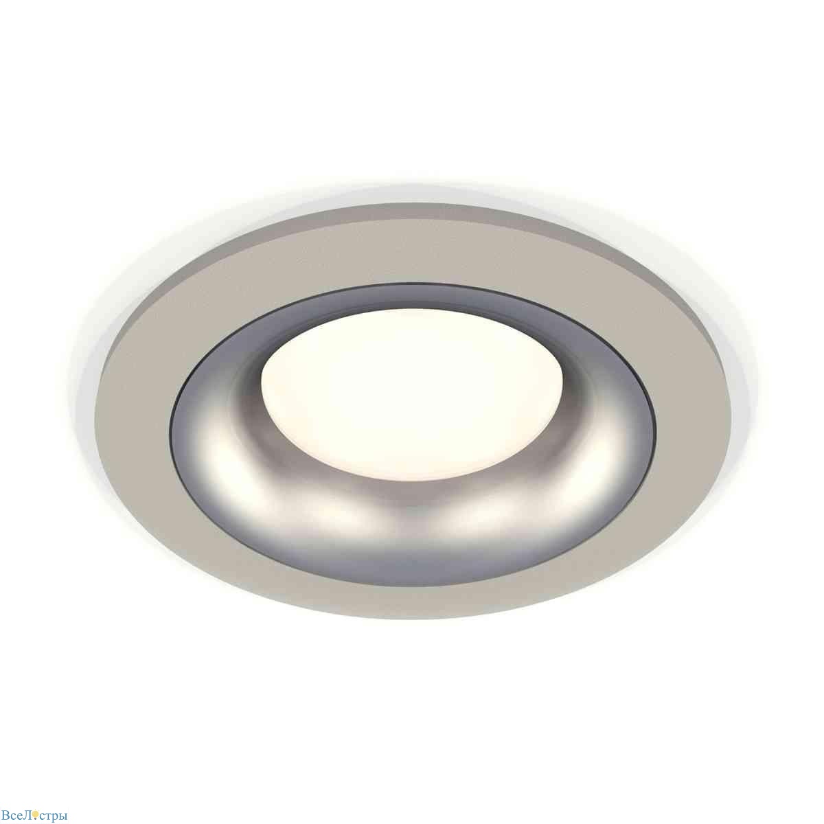комплект встраиваемого светильника ambrella light techno spot xc7623004 sgr/mch серый песок/хром матовый (c7623, n7013)