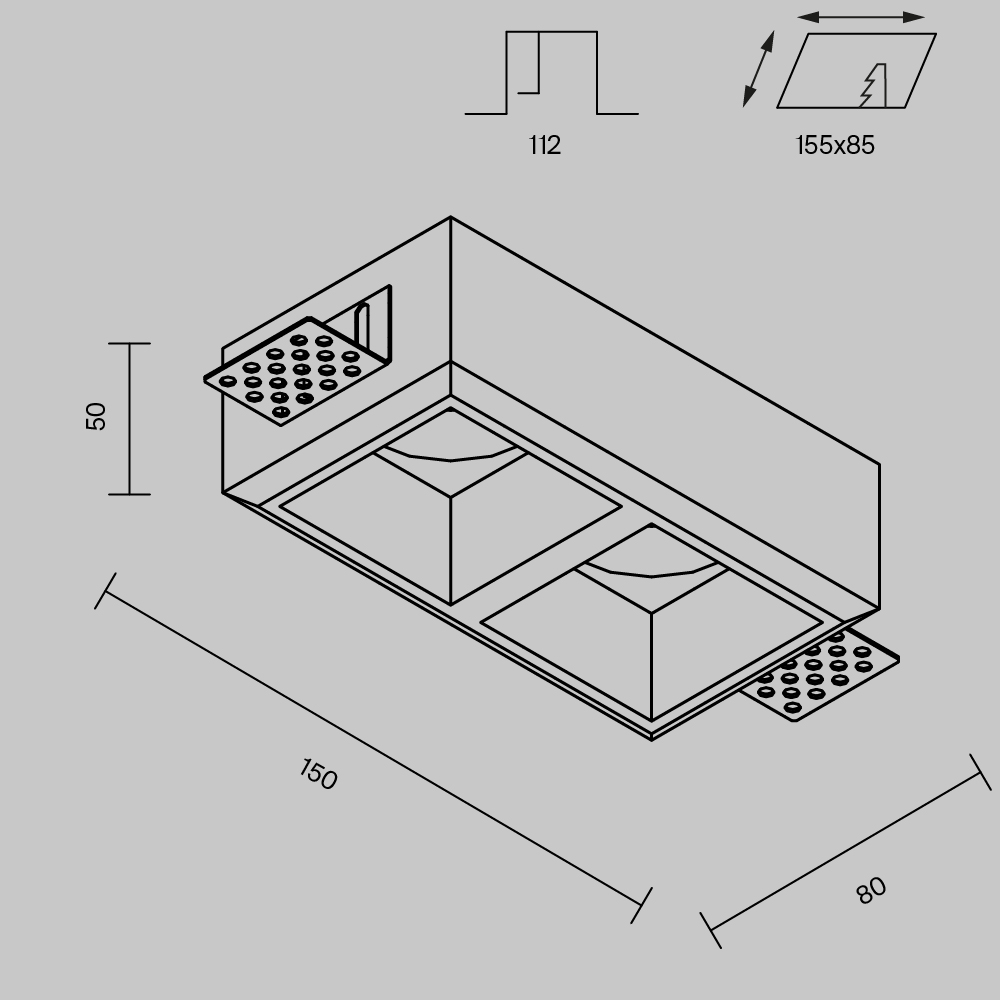 встраиваемый светильник maytoni technical gyps modern dl131-gu10-02-w