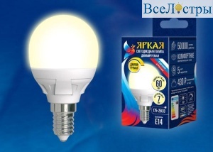 LED-G45 7W/3000K/E14/FR/DIM PLP01WH картон