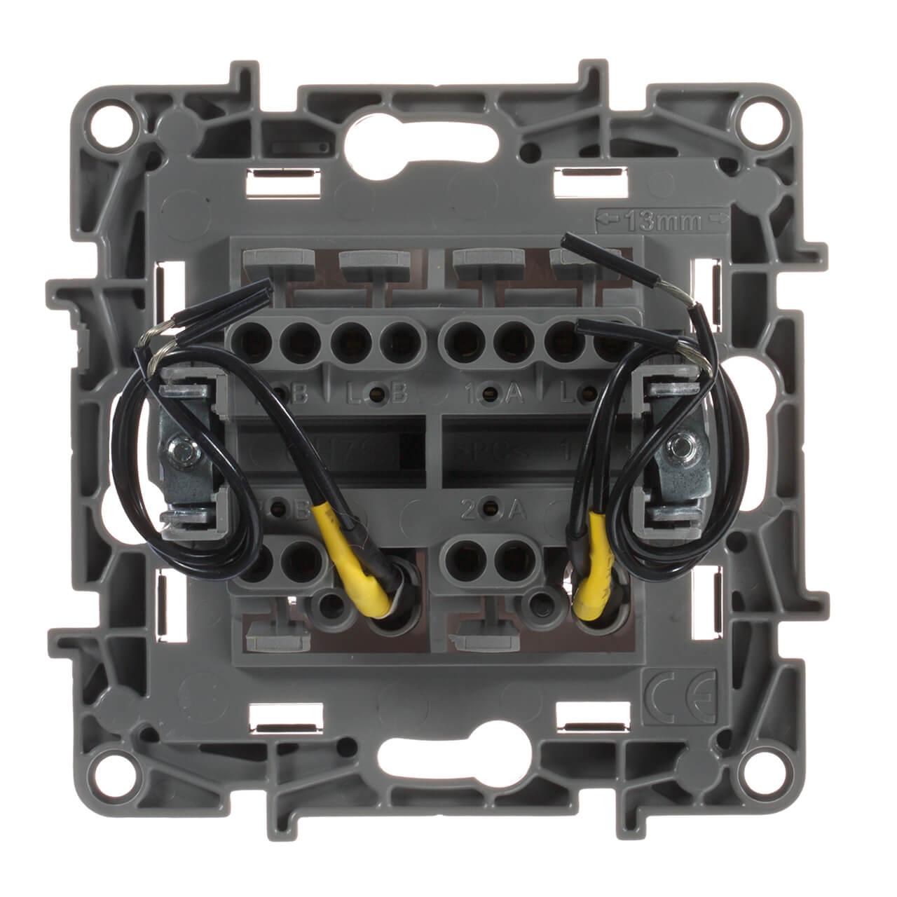 переключатель двухклавишный legrand etika с подсветкой 10a 250v антрацит 672616