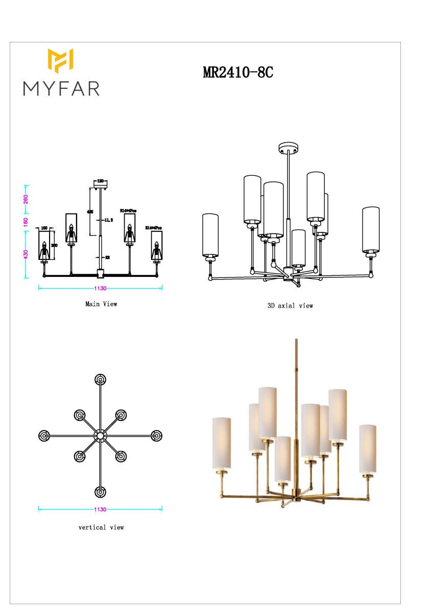 люстра на штанге myfar richard mr2410-8c