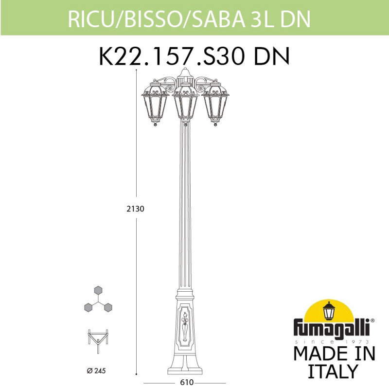 садовый светильник fumagalli k22.157.s30.axf1rdn