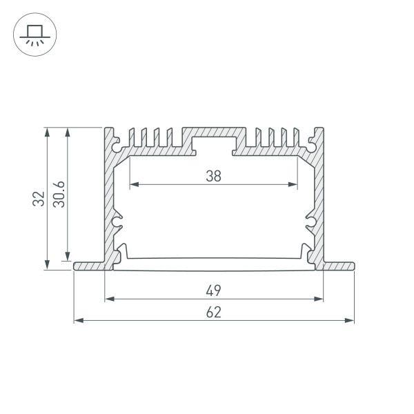 профиль встраиваемый arlight arh-power-w35-3000 anod 036170