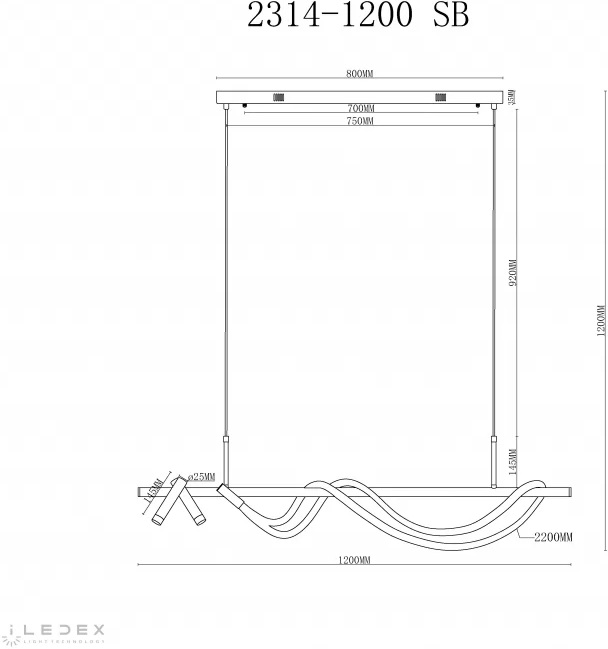 подвесной светильник iledex cross 2314-1200 sb