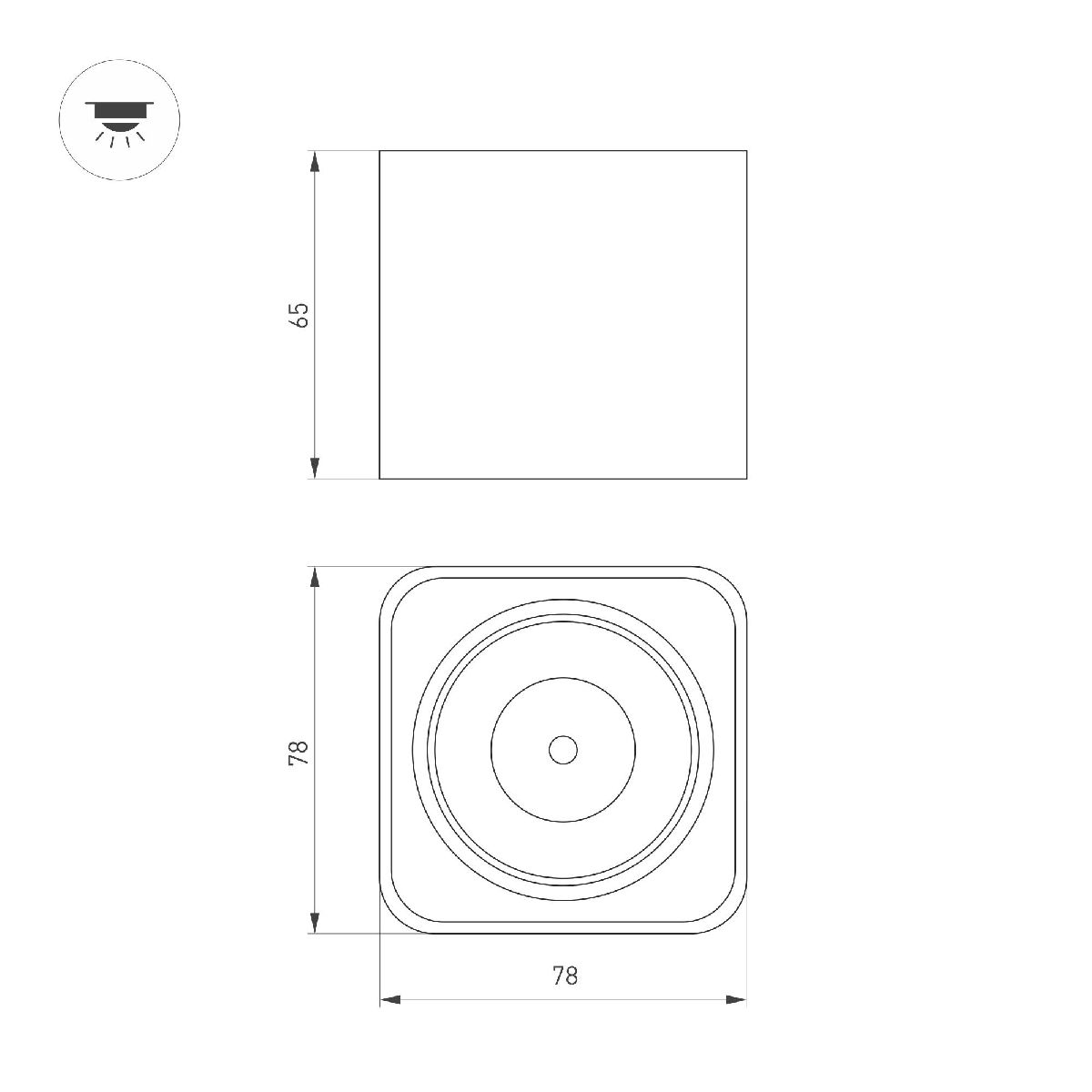 накладной светильник arlight sp-dice-s78x78-10w day4000 (bk, 24 deg, 230v) 046631
