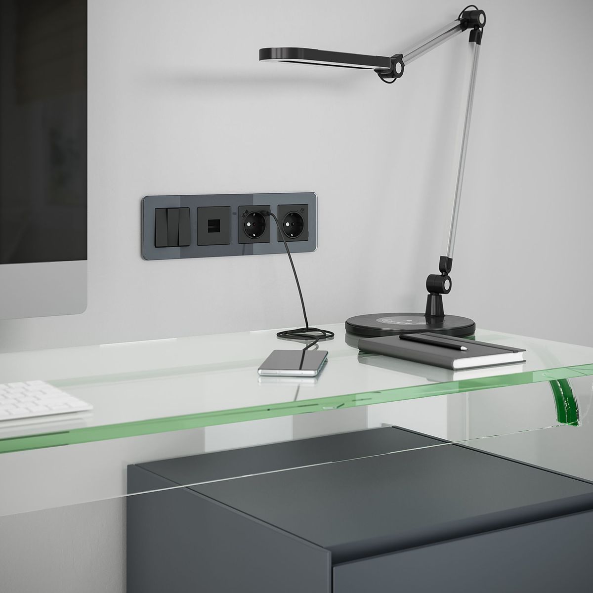 рамка из стекла на 4 поста werkel elite графит 4690389180804 w0042440