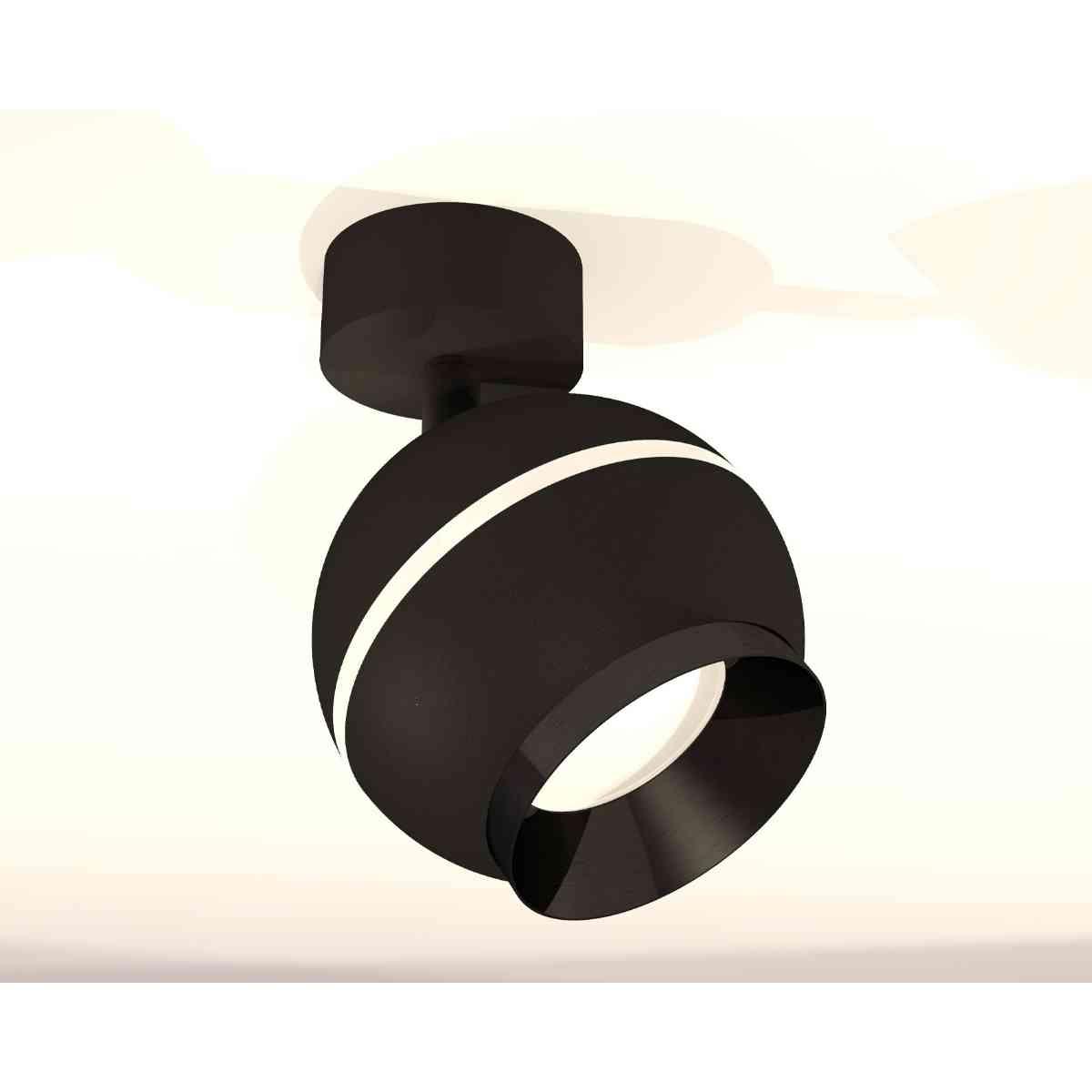 комплект накладного светильника ambrella light techno spot xm1102001 sbk/pbk черный песок/черный полированный (a2210, c1102, n7031)