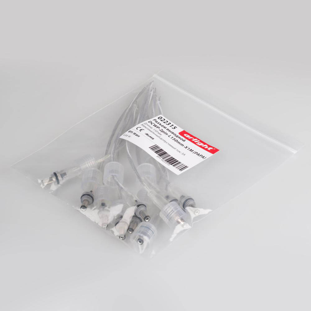 разъем выводной arlight dcwp-2pin-l150mm-x1m (papa) 022315