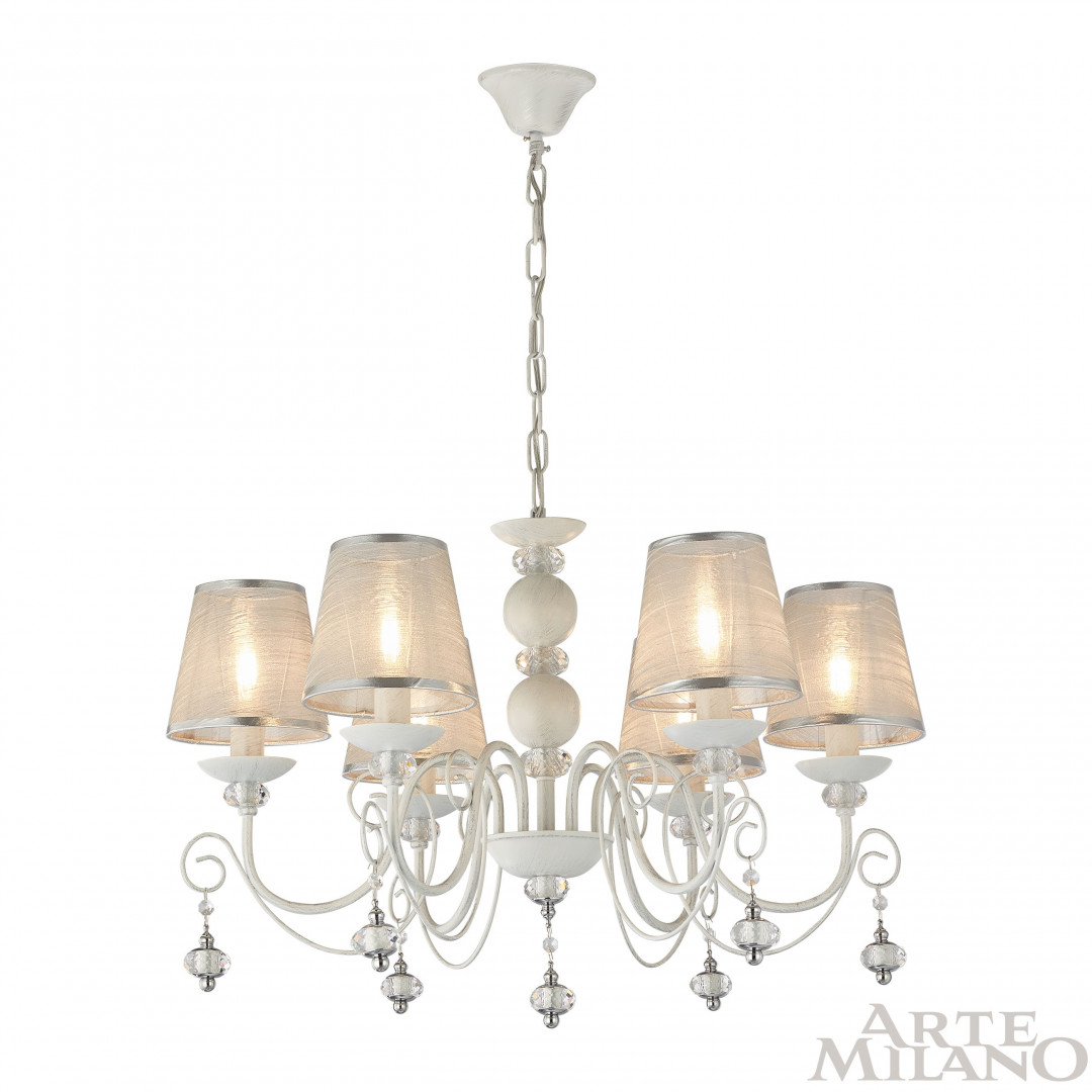подвесная люстра arte milano 347620/6 wt+sl
