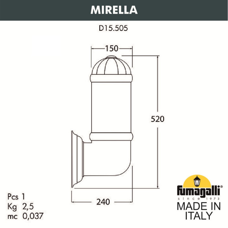 настенный светильник fumagalli sauro d15.505.000.lxf1r.fc1