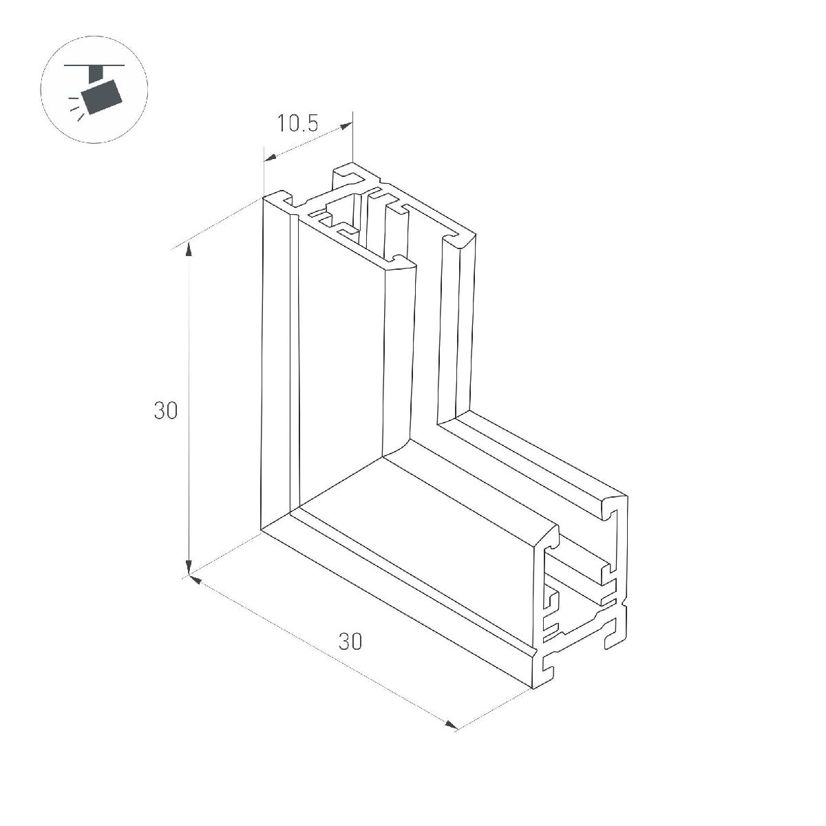 коннектор угловой arlight mag-microcosm-con-l90-int (bk, внутренний) 044529
