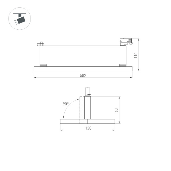 трековый светильник arlight lgd-mars-4tr-s582x138-50w day4000 035496