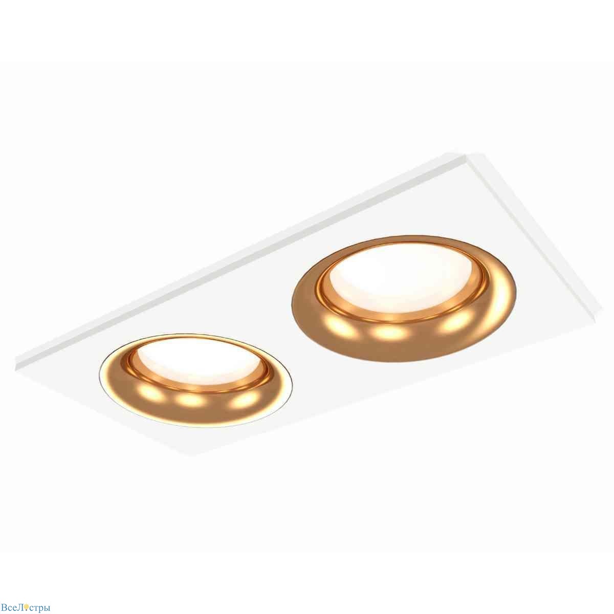 комплект встраиваемого светильника ambrella light techno spot xc7635005 swh/pyg белый песок/золото желтое полированное (c7635, n7014)