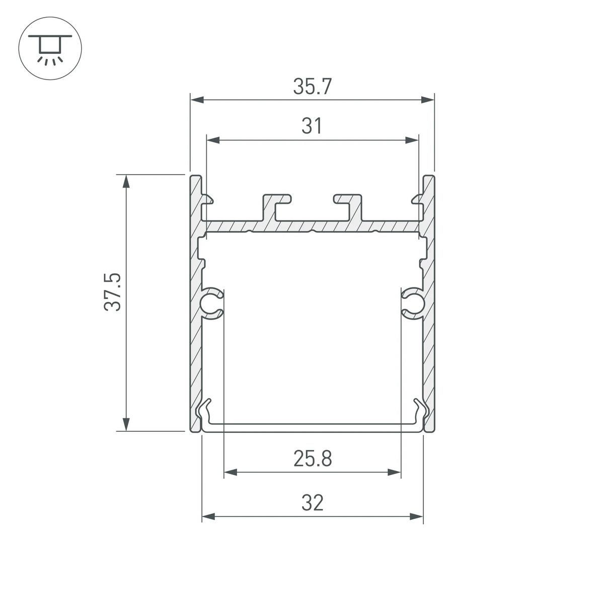 профиль arlight sl-line-3638-lw-3000 anod 043973