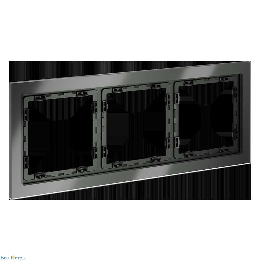 рамка стеклянная voltum s70 на 3 поста, (титан, стекло) vls110306
