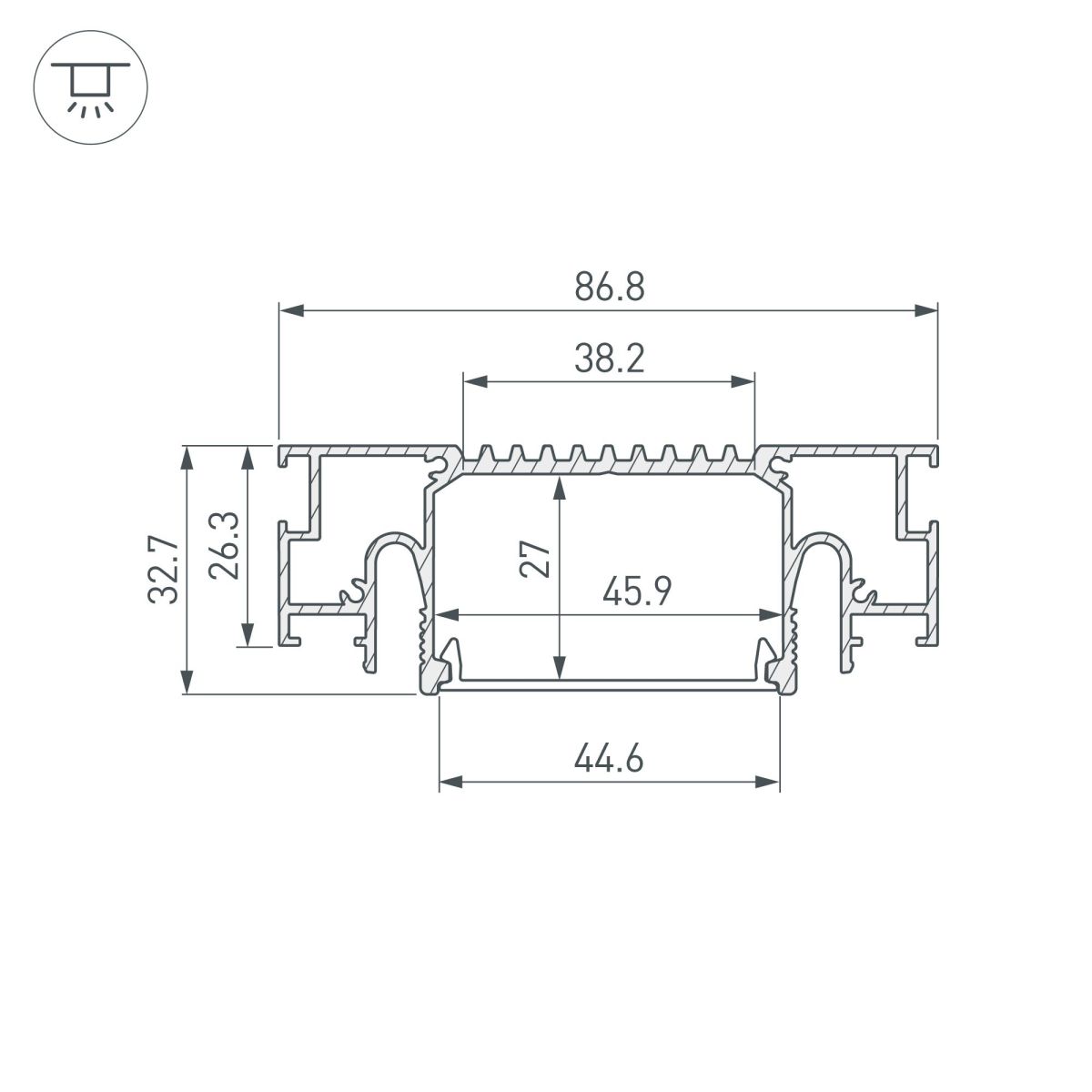 профиль arlight stretch-41-ceil-center-2000 white 053527