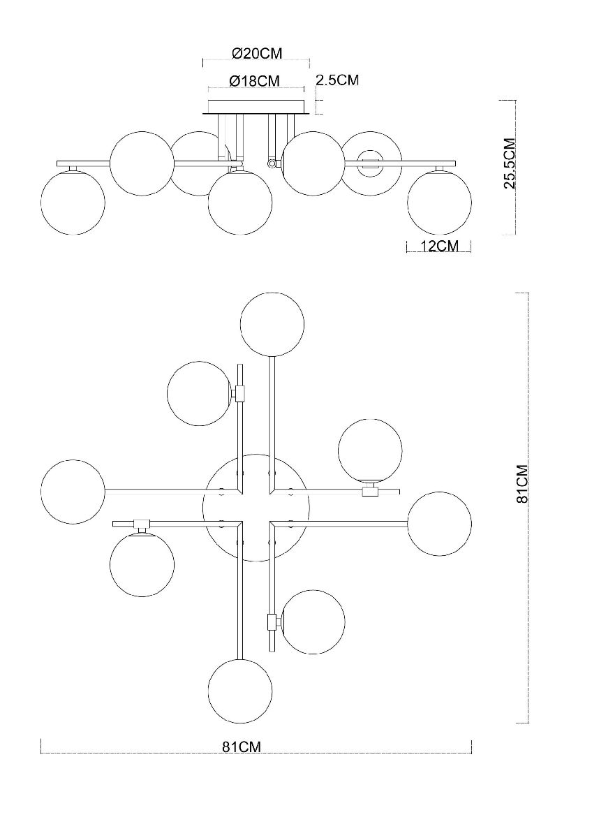 потолочная люстра arte lamp gemini a2243pl-8bk