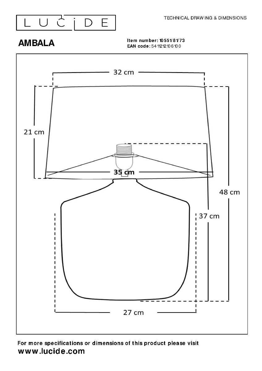 настольная лампа lucide ambala 10551/81/73