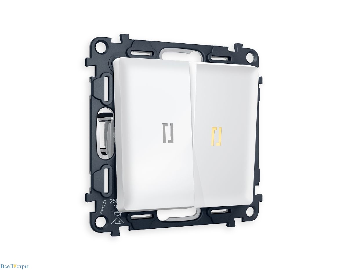 комплект механизма 2-кл выключателя с подсветкой ambrella volt alfa ma124010