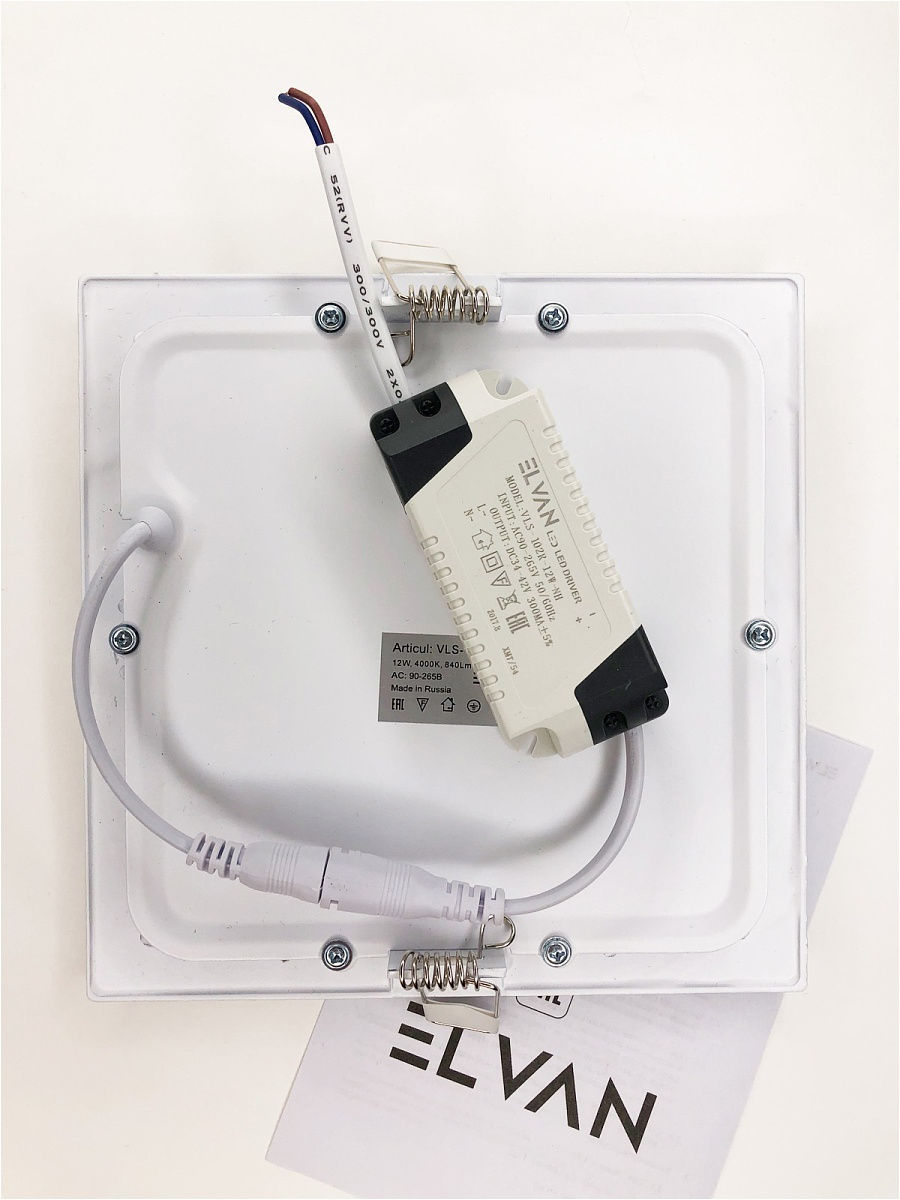 встраиваемый светильник elvan vls-102sq-12w-nh-wh