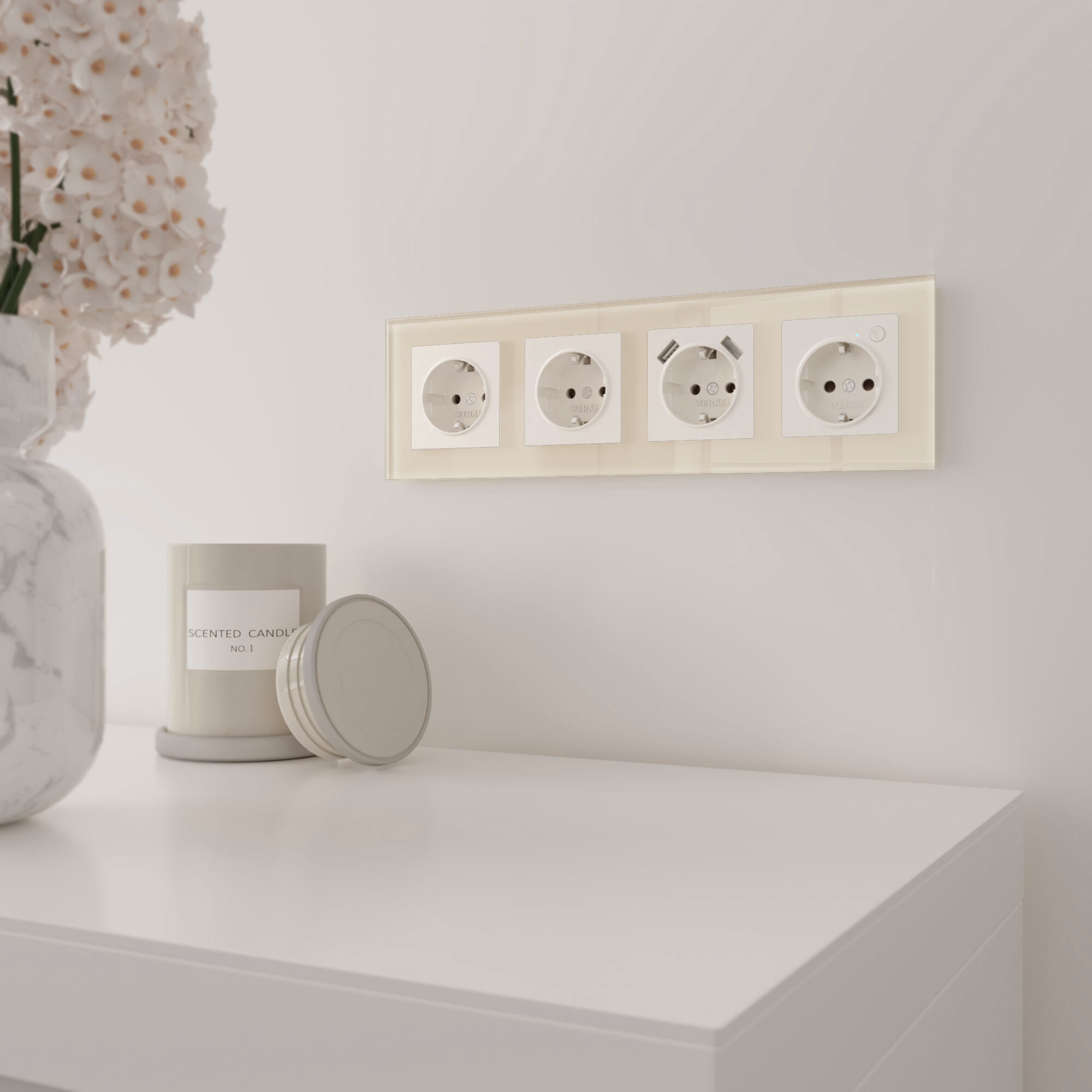 рамка на 4 поста werkel favorit молочный 4690389183447 w0041141