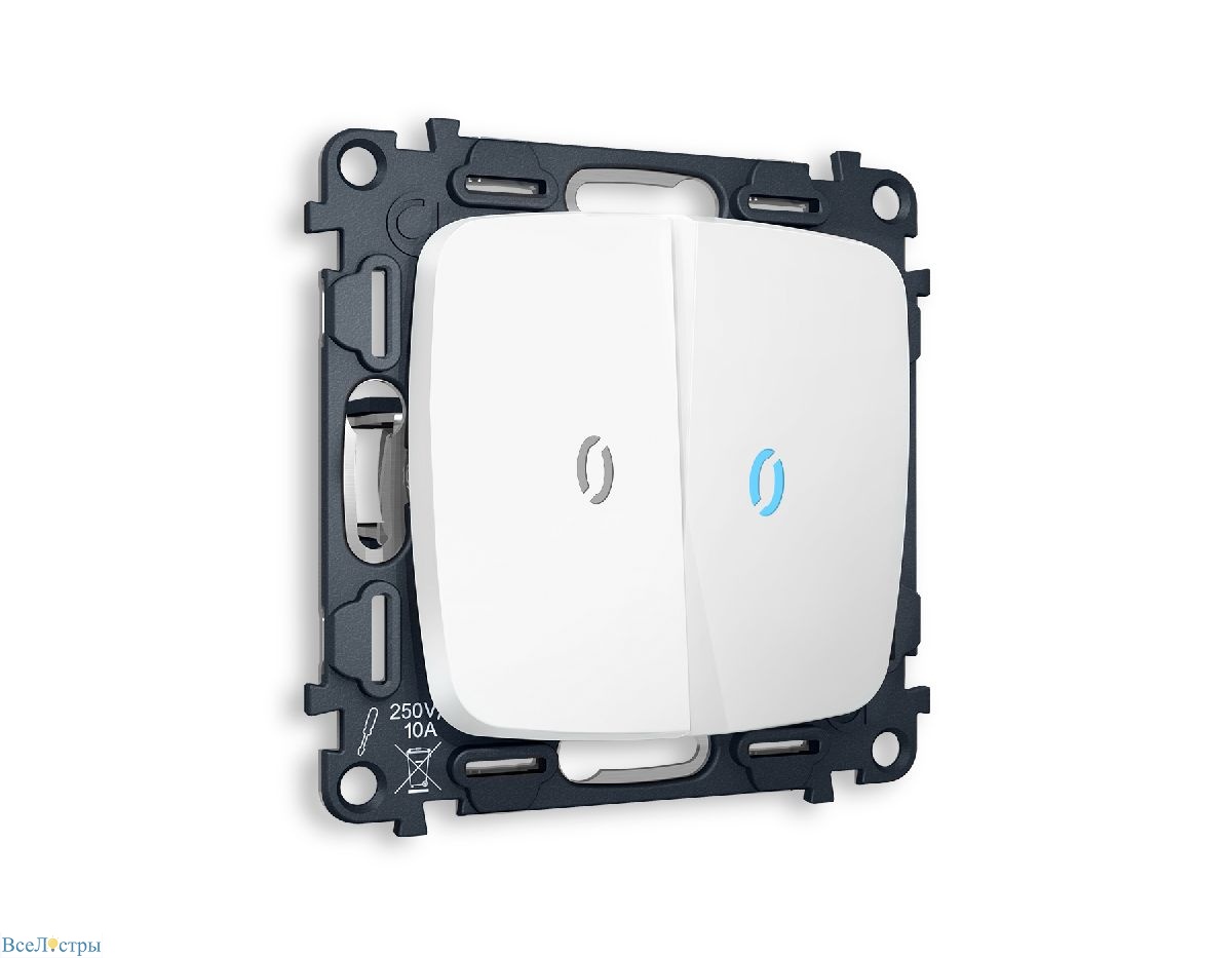 комплект механизма 2-кл выключателя с подсветкой ambrella volt omega mo124020