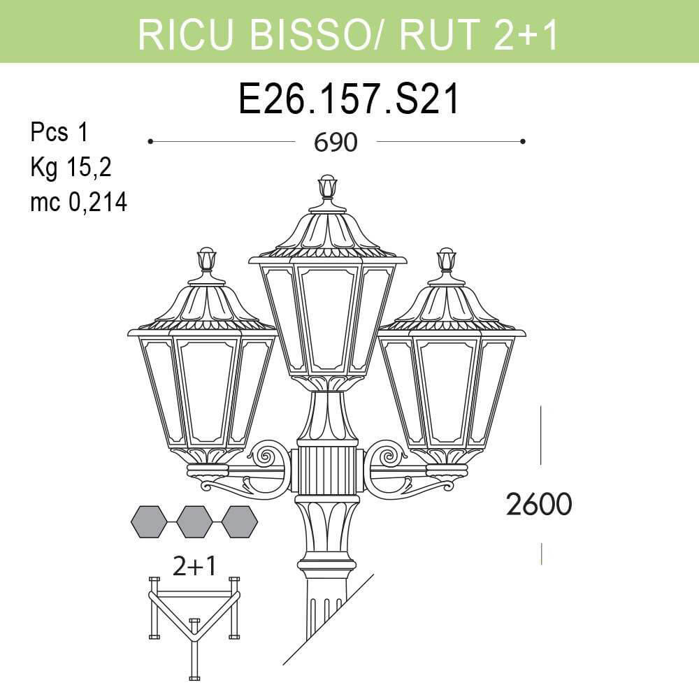 уличный фонарь fumagalli ricu bisso/rut e26.157.s21.wxf1r