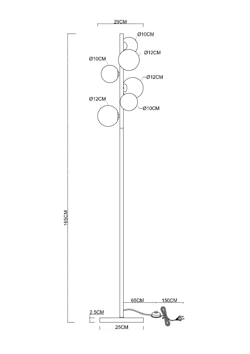торшер arte lamp gemini a2243pn-6bk