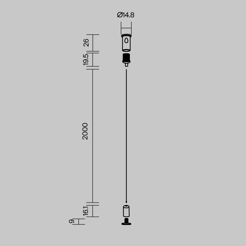 тросовый подвес maytoni led strip alm-p-b-2000 642045