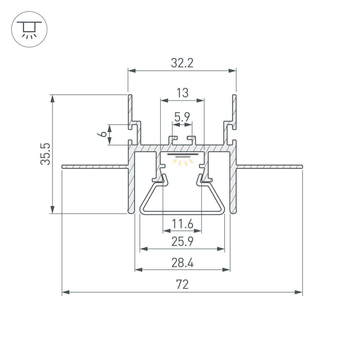 профиль с экраном arlight stretch-ceil-center-s-2000 044272