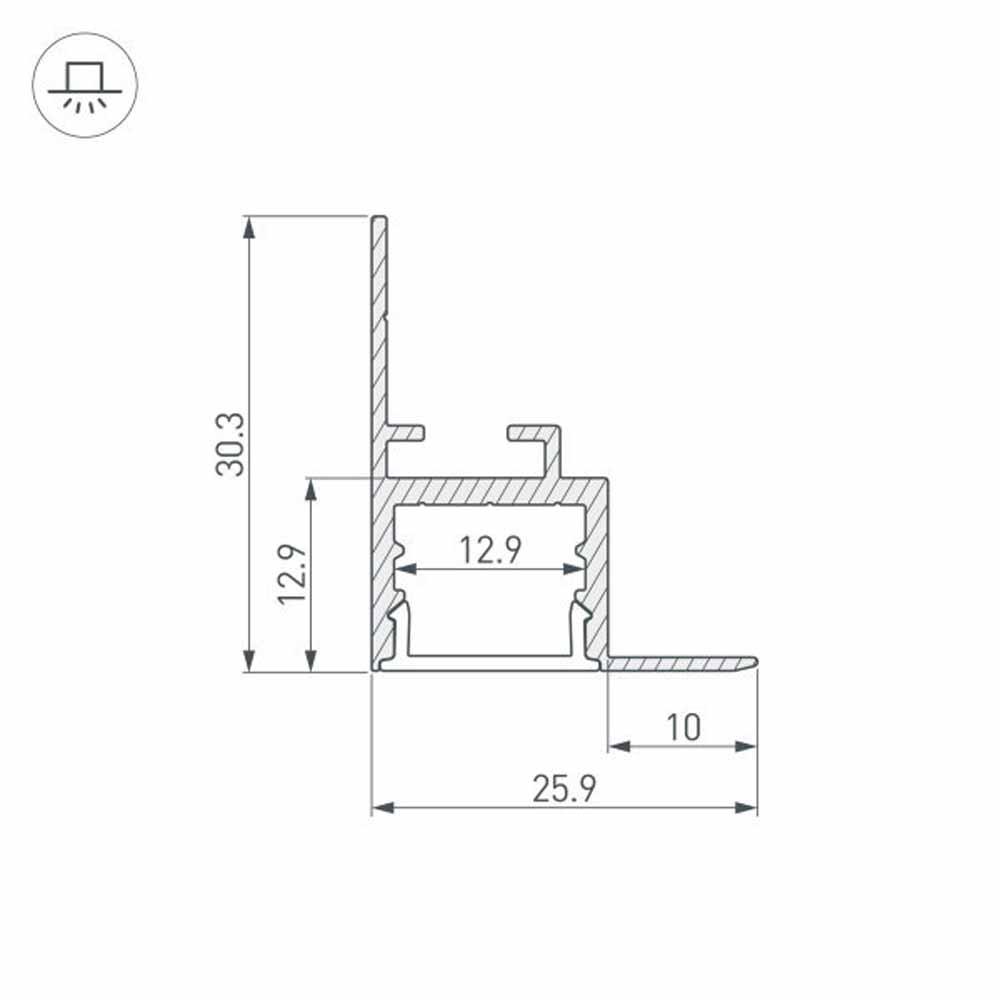 встраиваемый профиль arlight arh-ceil-s16-2000 anod 034977