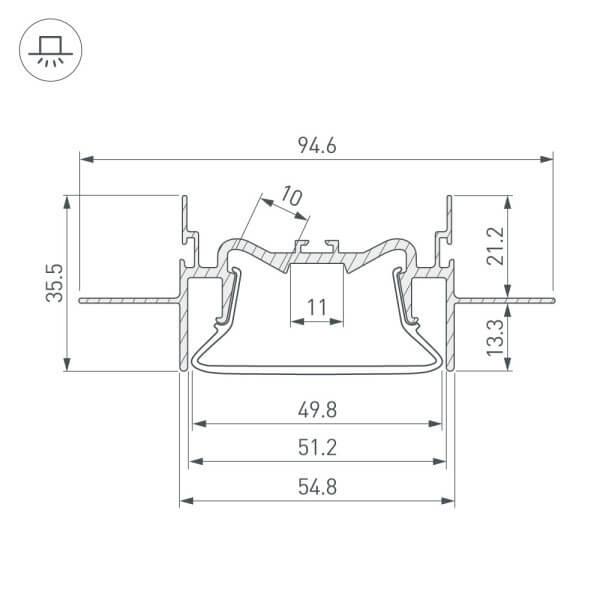 профиль arlight foled-50-ceil-center-2000 035769