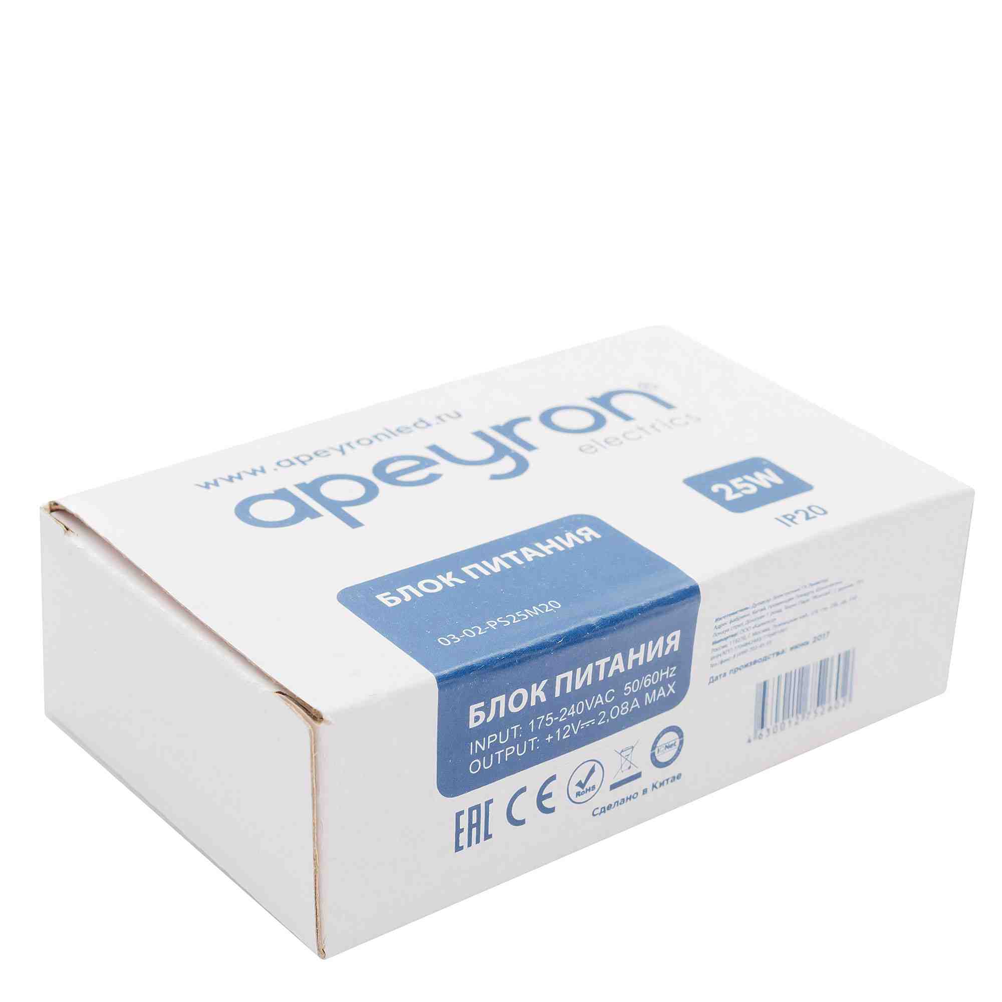 блок питания apeyron 12в 25вт ip20 2а 03-02