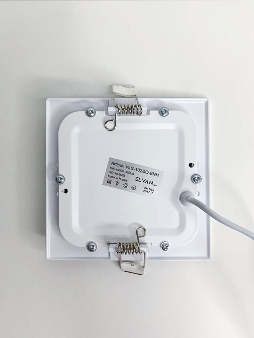 встраиваемый светильник elvan vls-102sq-6w-ww-wh