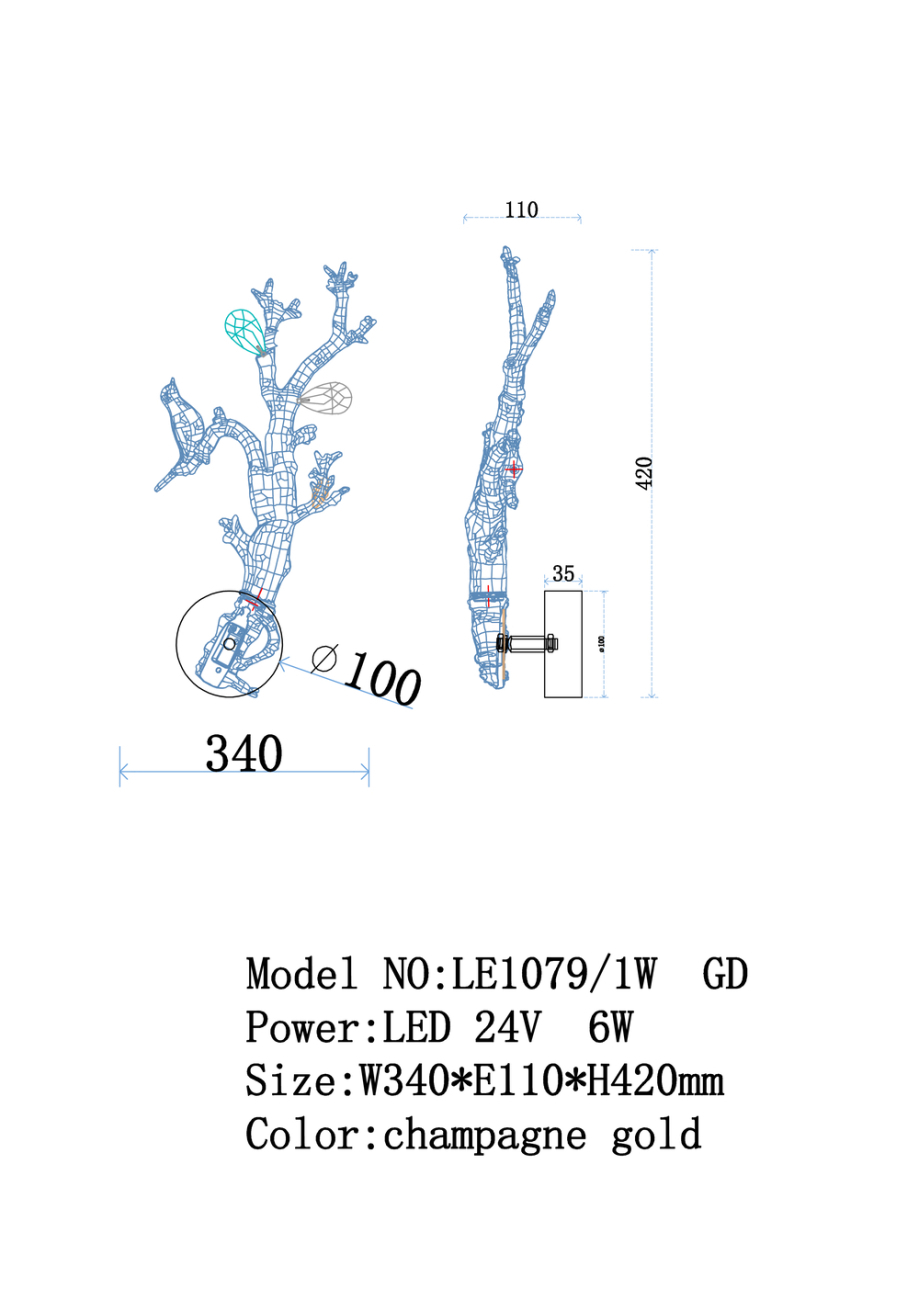 бра estelle le1079/1w gd