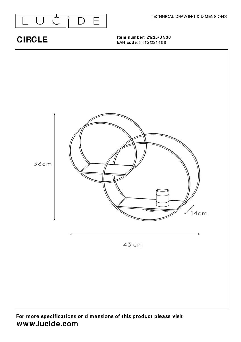 настенный светильник lucide circle 21225/01/30