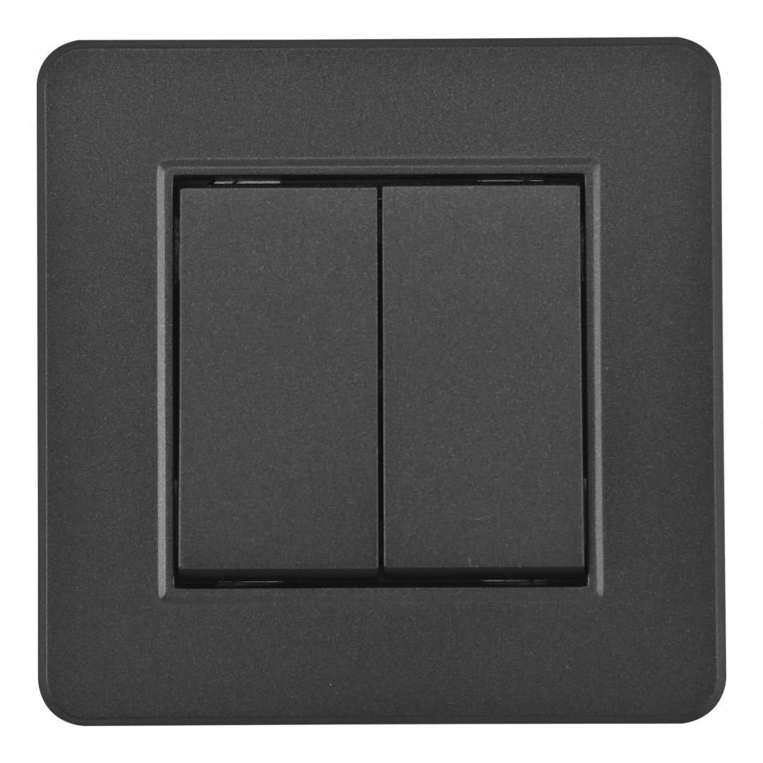 выключатель двухклавишный arte milano set16-1-30-2 black