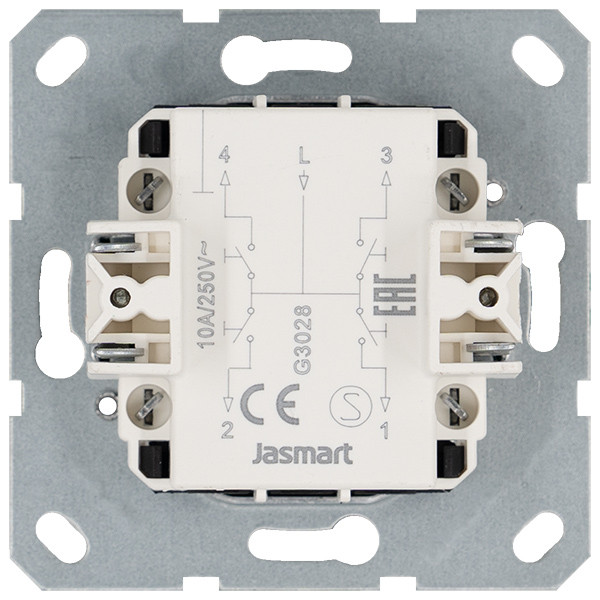 выключатель двухклавишный для штор 10a 250v с накладкой, цвет тауп jasmart g3028t