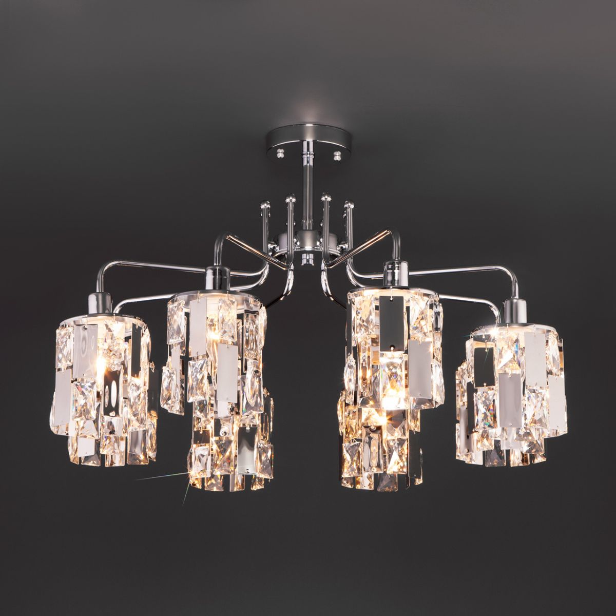 потолочная люстра eurosvet scoppio 10101/8 хром/прозрачный хрусталь strotskis