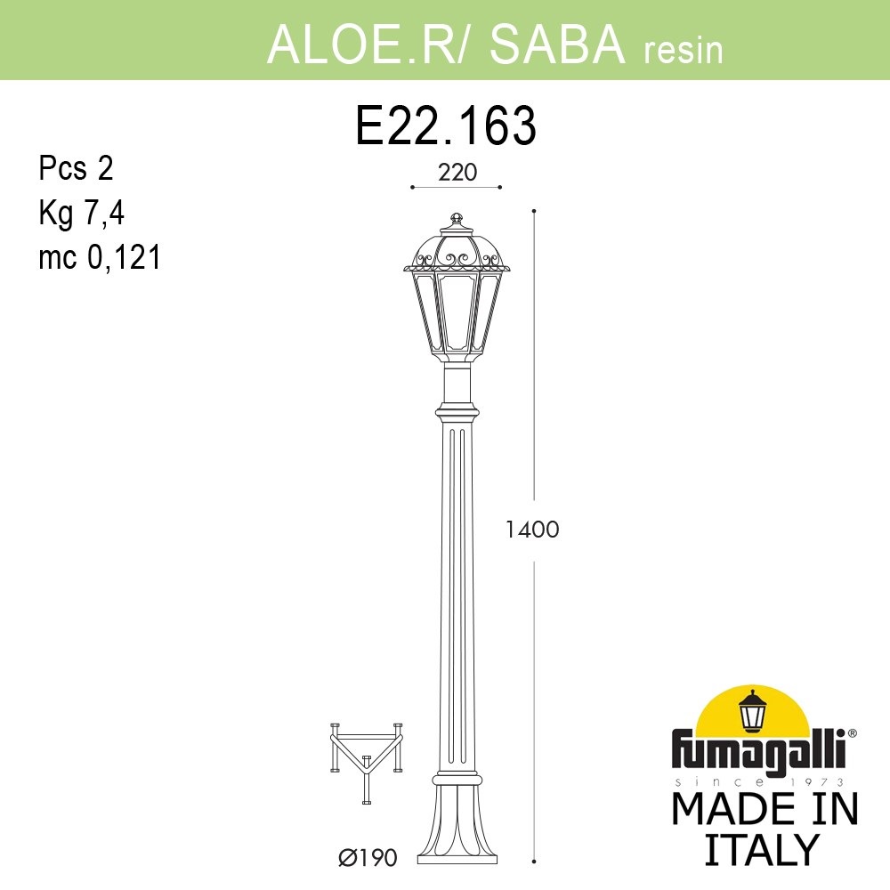 ландшафтный светильник fumagalli aloe.r/saba k22.163.000.bxe27