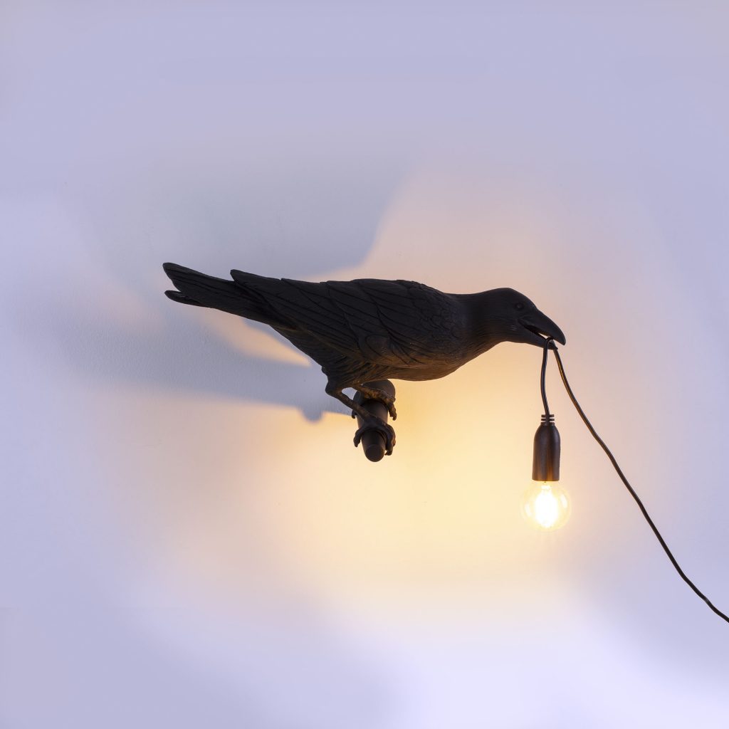 настенный светильник bird lamp black looking right seletti