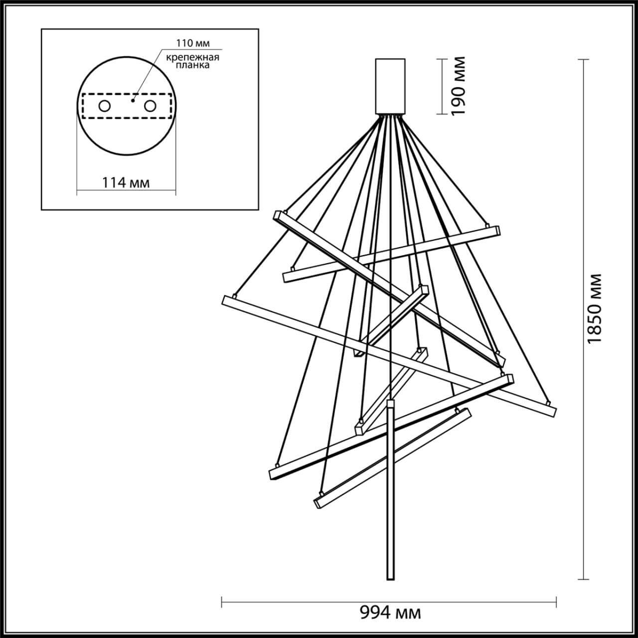 подвесной светодиодный светильник odeon light cometa 3860/96l