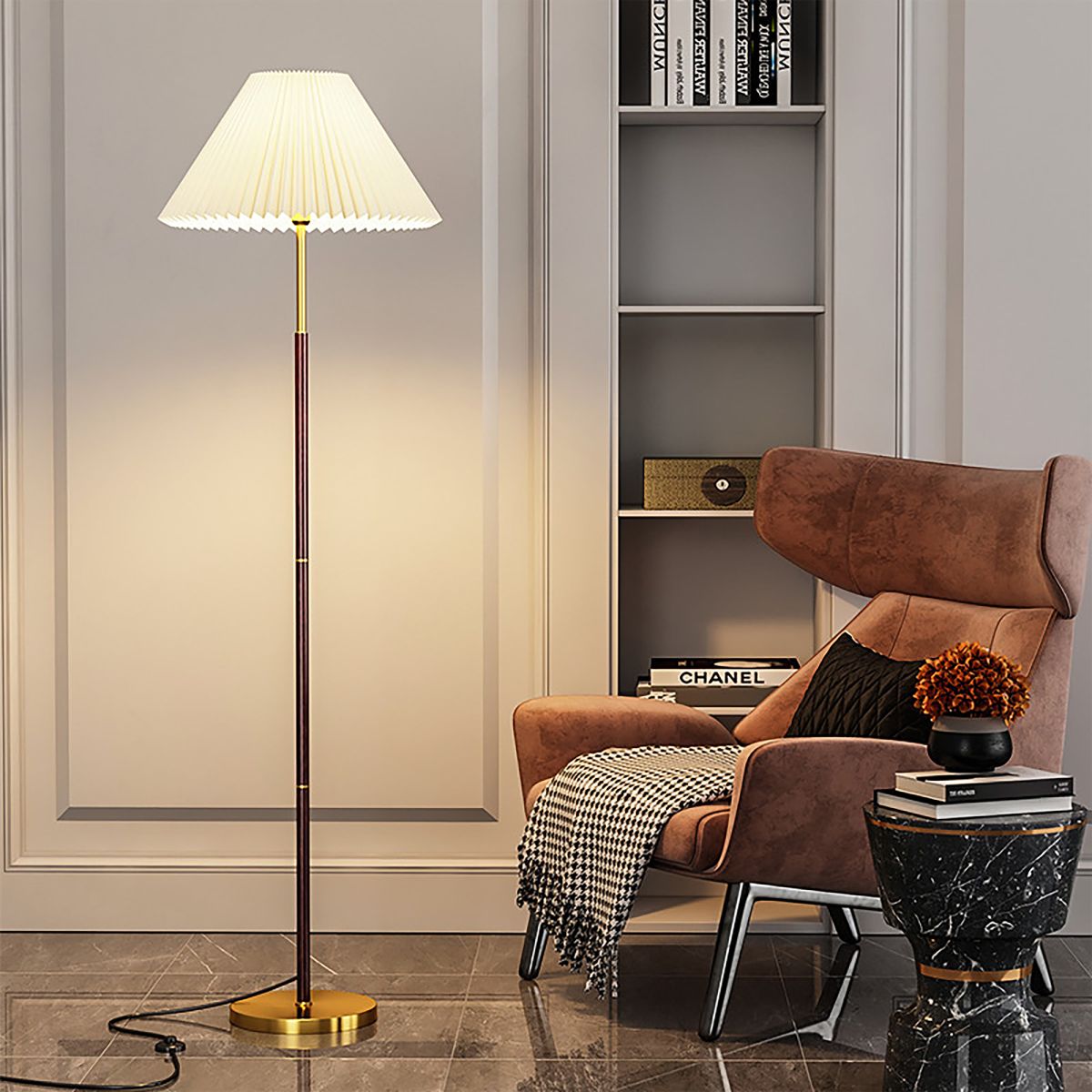 торшер uniel uml-t522 e27 copper/white ul-00012408